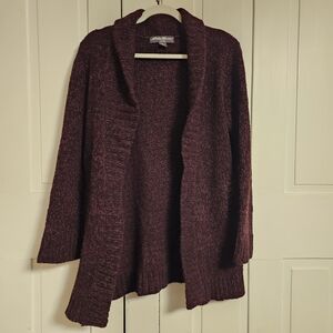Eddie Bauer Women's Maroon Open-Front Sweater